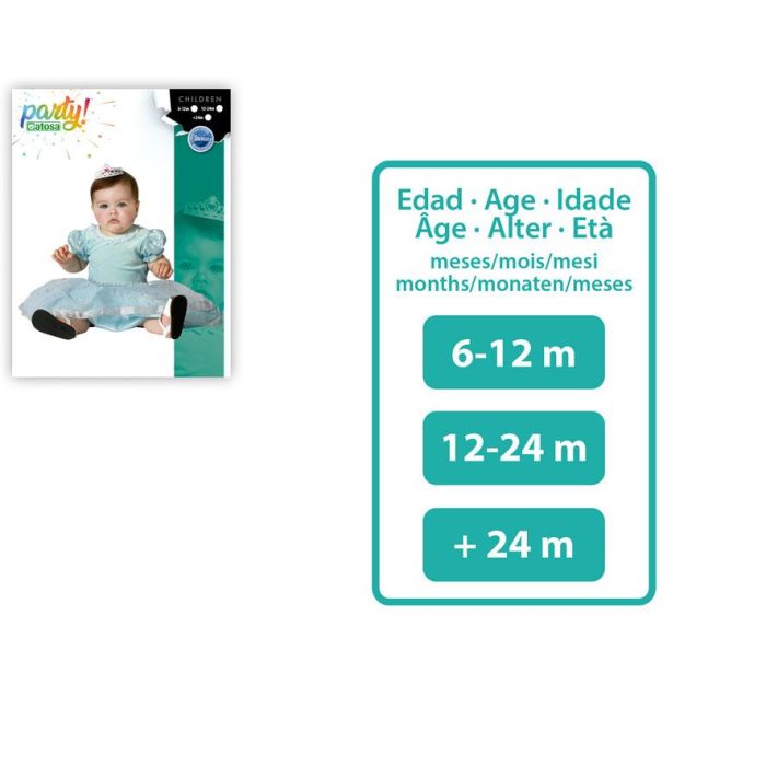 Disfraz Princesa Azul Bebé Vestido para Carnaval y Cumpleaños - Talla 6-12 Meses para Niña - Composición de Poliéster