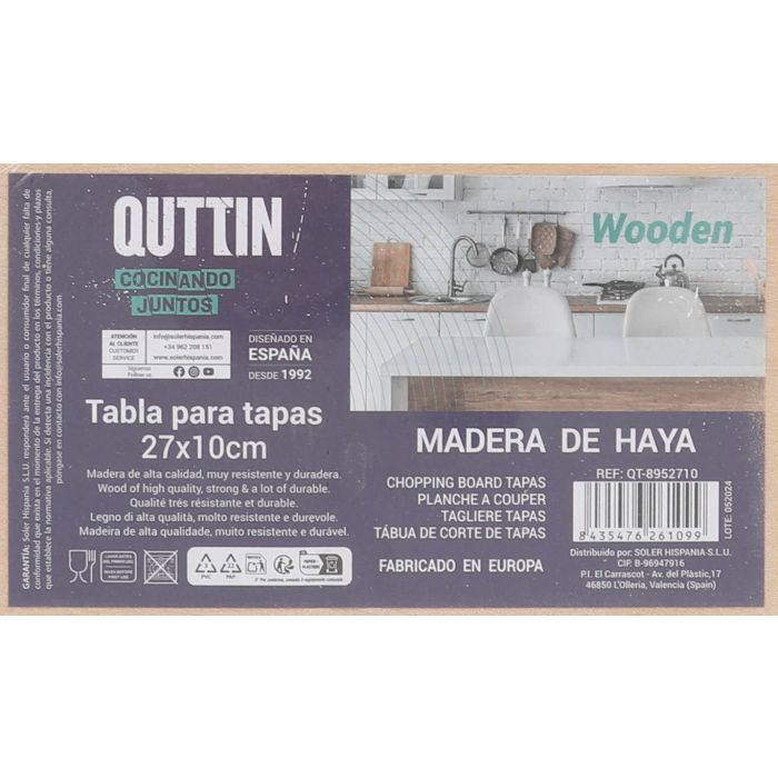 Tabla de Tapas Quttin 27x10 cm con mango (12 Unidades) 5 Tabla de Tapas Quttin 27x10 cm con mango (12 Unidades) 5