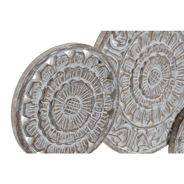 DKD Home Decor Decoración Pared Tropical Marrón Claro Blanco Círculos Mango 3.5 x 64 x 108 cm 1
