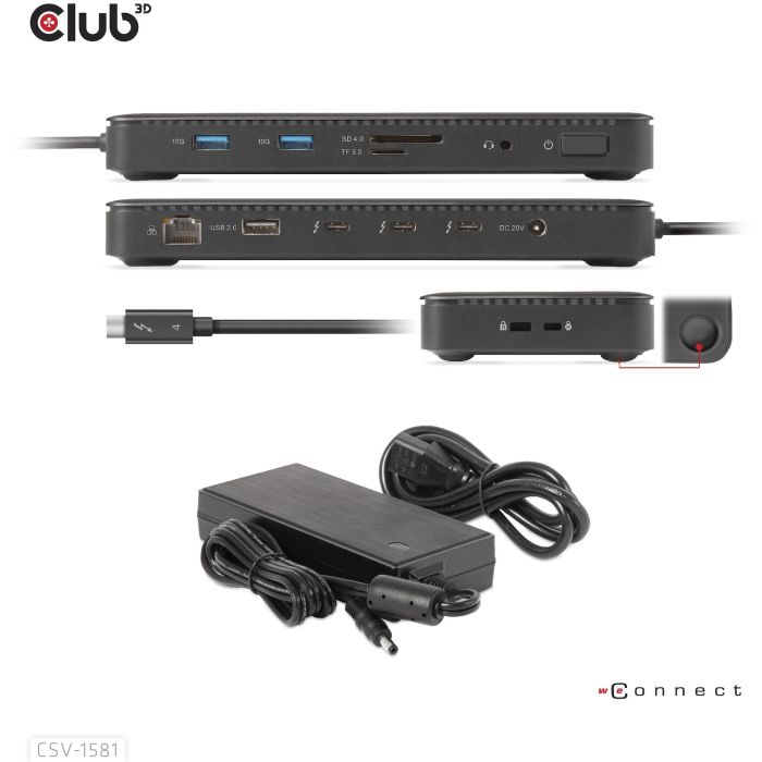 Club3D Docking Station Thunderbolt 4 11-en-1 para 2 Pantallas, USB, Ethernet, Lector SD, 140W Negro 10 Club3D Docking Station Thunderbolt 4 11-en-1 para 2 Pantallas, USB, Ethernet, Lector SD, 140W Negro 10