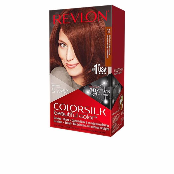 REVLON COLORSILK Tinte #31 Castaño Oscuro Cobrizo 1 Unidad REVLON COLORSILK Tinte #31 Castaño Oscuro Cobrizo 1 Unidad