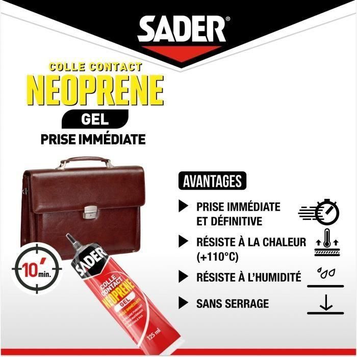SADER SAD3184410200711 Adhesivo de Contacto Neopreno en Gel Extrafuerte para Todo Tipo de Materiales Adhesión Inmediata Tubo 125 ml 4