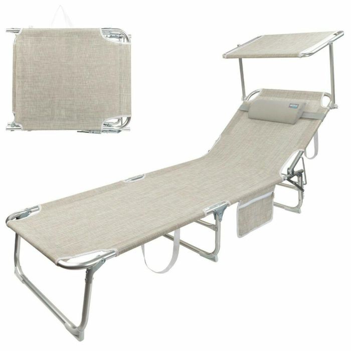 Tumbona de playa Aktive Plegable Beige 188 x 30 x 58 cm Tumbona de playa Aktive Plegable Beige 188 x 30 x 58 cm