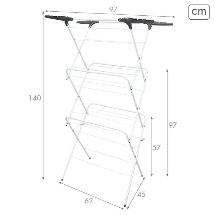 Tendedero Max Home Metal 62 X 140 X 45 CM (2 Unidades) 3