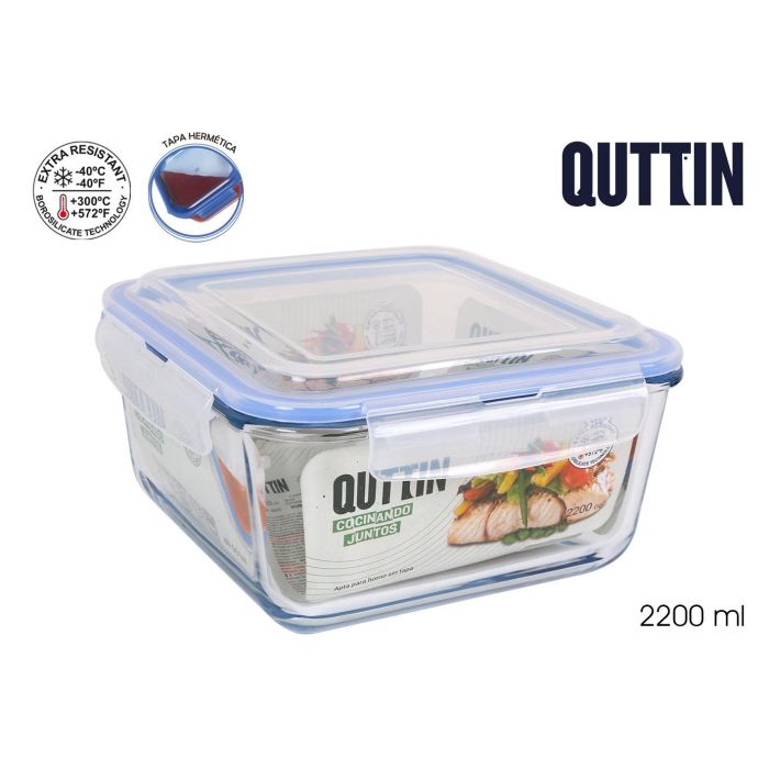 Quttin Fiambrera Cuadrada Hermética 20 x 20 x 10.7 cm 2.2L (4 Unidades) 0 Quttin Fiambrera Cuadrada Hermética 20 x 20 x 10.7 cm 2.2L (4 Unidades) 0