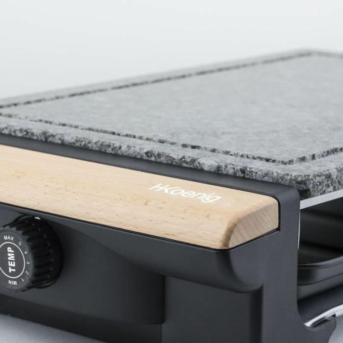 H.Koenig RP320 - Parrilla 2 en 1 con Función de Piedra para Hornear y Placa de Grill, 37x23 cm, 1300W y Mangos de Madera 1