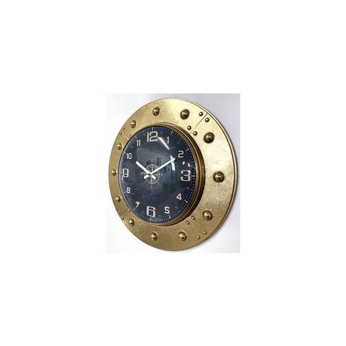 DKD Home Decor Reloj de Pared Estilo Loft Dorado Plateado Negro Hierro y Cristal 48.5x48.5x6 cm (Pack 2) Funciona con 1 Pila AA