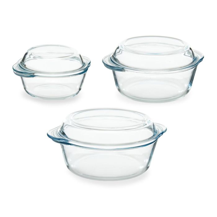 Set 3 Cacerolas Borcam Pasabahce 840 ml, 1450 ml, 2100 ml - Vidrio Borosilicato (2 Unidades) 1