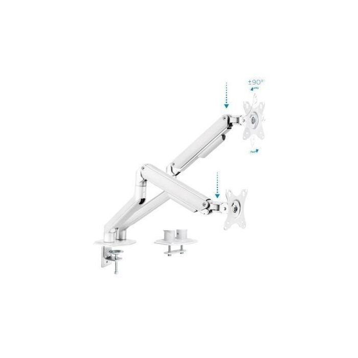 Soporte de Mesa para 2 Monitores TooQ DB4132TNR-W/ Giratorio/ Inclinable/ hasta 9kg 1 Soporte de Mesa para 2 Monitores TooQ DB4132TNR-W/ Giratorio/ Inclinable/ hasta 9kg 1