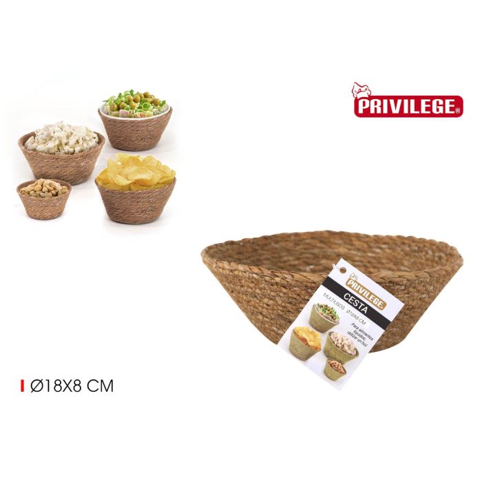 Privilege Cesta Redonda de Seagrass 18 x 8 cm (24 Unidades)