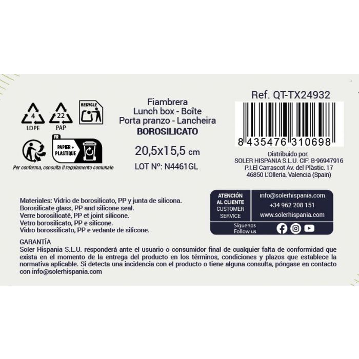 Inde Fiambrera Rectangular Hermética Textury 1L 20.5x15.5x6.9 cm 4 Inde Fiambrera Rectangular Hermética Textury 1L 20.5x15.5x6.9 cm 4