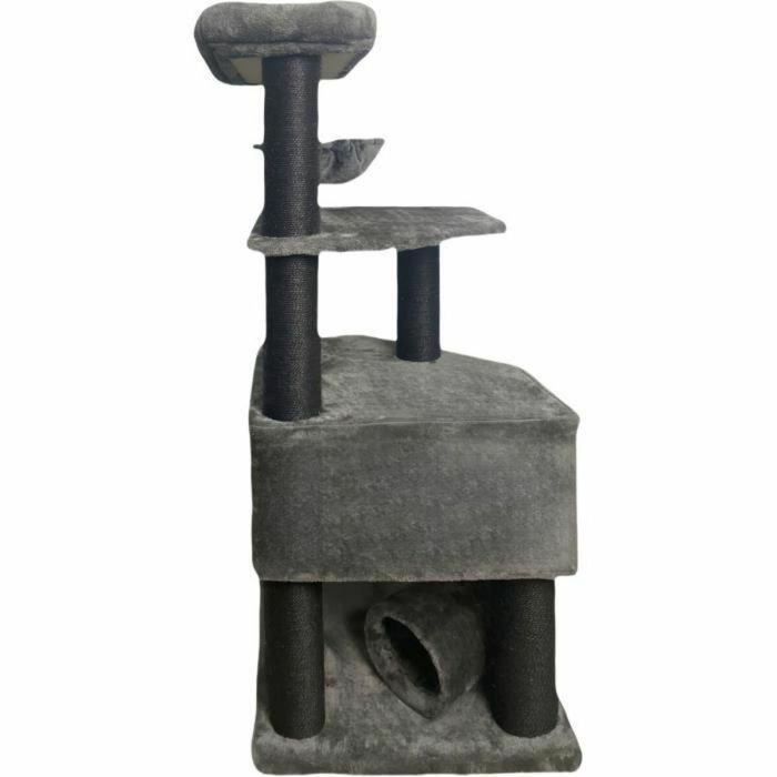 GUILY AL103 Rascador para gatos, gris oscuro, 50x50x141 cm, 2 plataformas, 1 percha, 1 cabaña, 1 rampa, 1 túnel 4 GUILY AL103 Rascador para gatos, gris oscuro, 50x50x141 cm, 2 plataformas, 1 percha, 1 cabaña, 1 rampa, 1 túnel 4