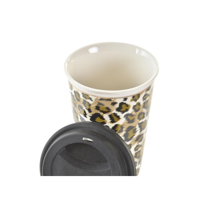 DKD Home Decor Mug Colonial Leopardo Porcelana 400ml Marrón Negro 10x14x10cm, Apto Microondas y Lavavajillas, Set 6 Unidades 2 DKD Home Decor Mug Colonial Leopardo Porcelana 400ml Marrón Negro 10x14x10cm, Apto Microondas y Lavavajillas, Set 6 Unidades 2