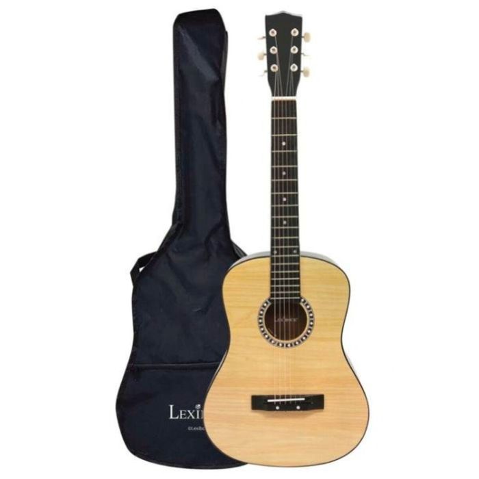 Lexibook Guitarra acústica de madera 91 cm con 6 cuerdas de nailon, bolsa de transporte, púa, correa y método de aprendizaje