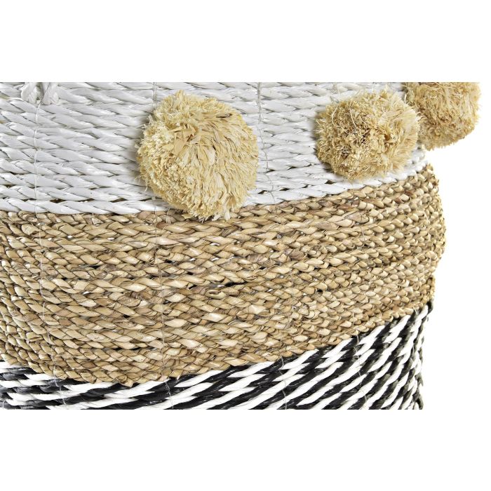 Cesta Colonial DKD Home Decor Beige Negro 33 x 26 x 34 cm Set de 2 2 Cesta Colonial DKD Home Decor Beige Negro 33 x 26 x 34 cm Set de 2 2