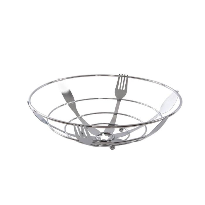 DKD Home Decor Cubiertos 21 Frutero Basicos de Metal Cromado Plateado 26x8.5 cm
