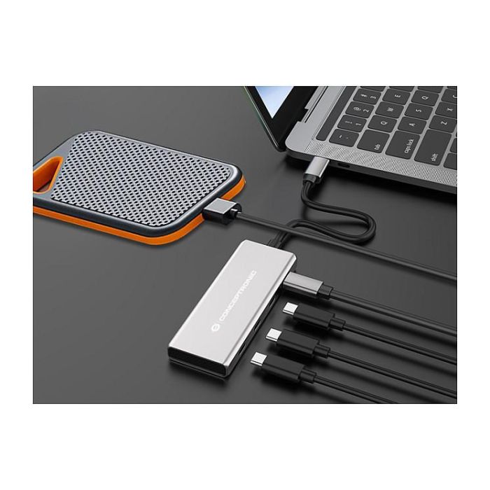 Conceptronic HUBBIES16G Hub Usb Tipo C de 4 Puertos USB 3.2 Gen 2 10 Gbps con Power Delivery 100W