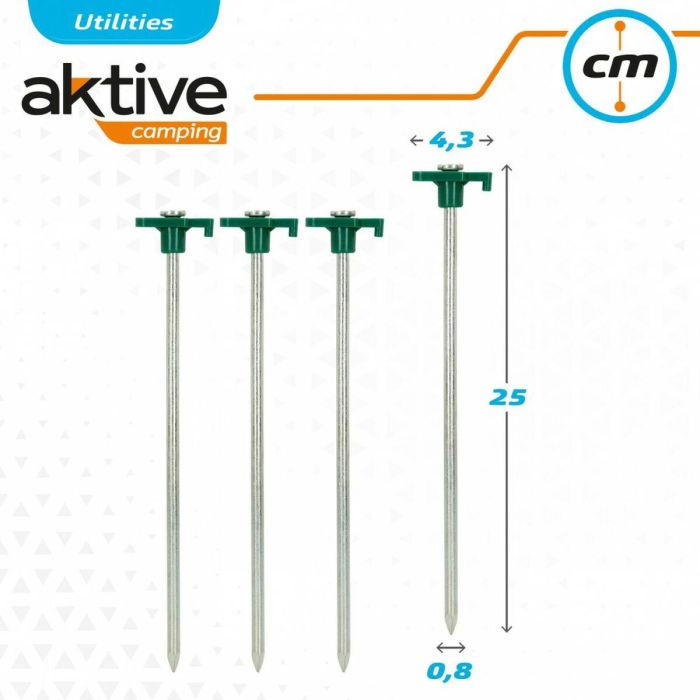 Piquetas para camping Aktive 25 cm 4 Piezas Ø 8 mm (24 Unidades) 4