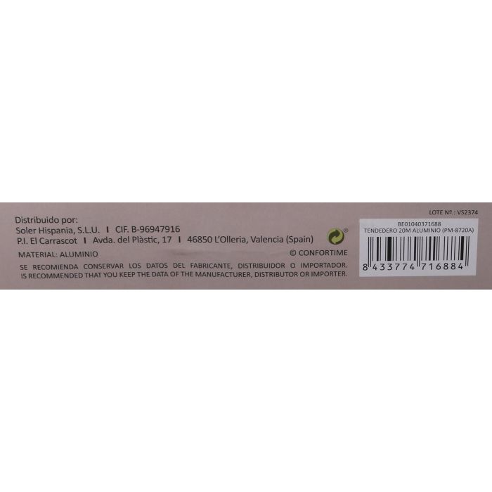 Tendedero de aluminio 20 m Confortime - Modelo PM-8720A (6 Unidades) 2