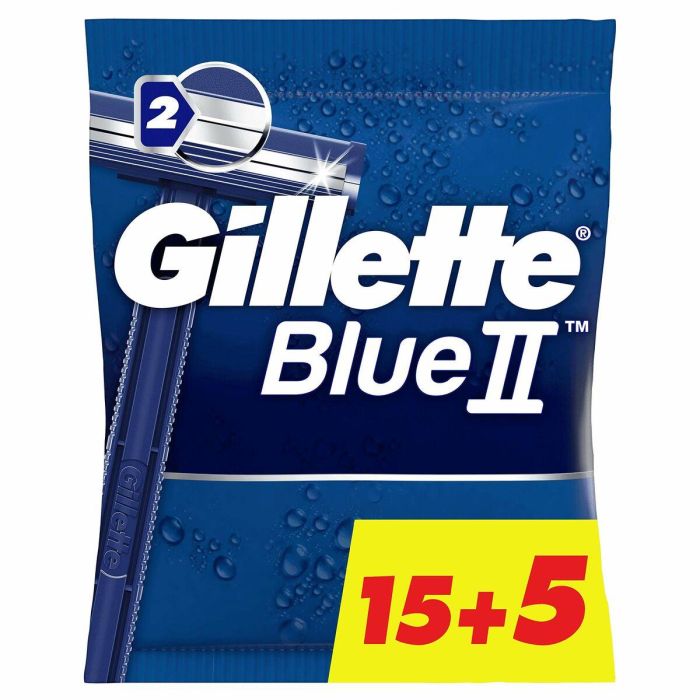 Gillette BLUE II Cuchillas de Afeitar Desechables para un Afeitado Suave y Cómodo con Doble Hoja y Lubrastrip, 20 Unidades 1
