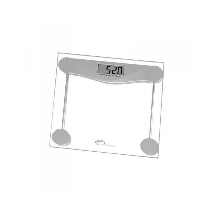 Little Balance 8193 SB2 Báscula Electrónica de Vidrio Templado Transparente, 160 kg / 100 g, Pantalla LCD Grande, Placa 300x300mm