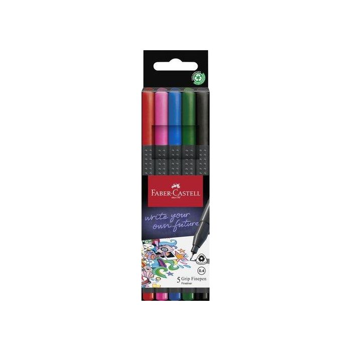Rotulador Fibra Faber-Castell Grip Finepen 1516 Pack De 5 Colores Basicos
