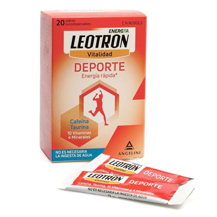 Leotron Deporte - 20 Sobres Bucodispersables - Energía Rápida - Complemento Alimenticio Con Cafeína, Taurina, 10 Vitaminas Y 4 Minerales - Agradable Sabor A Naranja, No Es Necesaria La Ingesta De Agua - A Partir De 12 Años. 1 Leotron Deporte - 20 Sobres Bucodispersables - Energía Rápida - Complemento Alimenticio Con Cafeína, Taurina, 10 Vitaminas Y 4 Minerales - Agradable Sabor A Naranja, No Es Necesaria La Ingesta De Agua - A Partir De 12 Años. 1