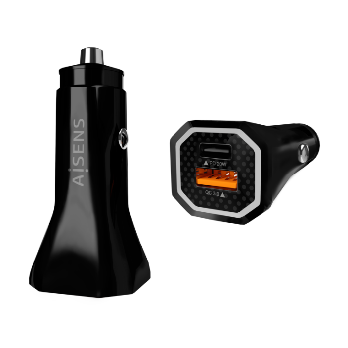 Aisens Cargador De Coche 38 W, 1Xusb-C Pd3.0, 20 W, 1Xusb-A Qc3.0 Negro Aisens Cargador De Coche 38 W, 1Xusb-C Pd3.0, 20 W, 1Xusb-A Qc3.0 Negro