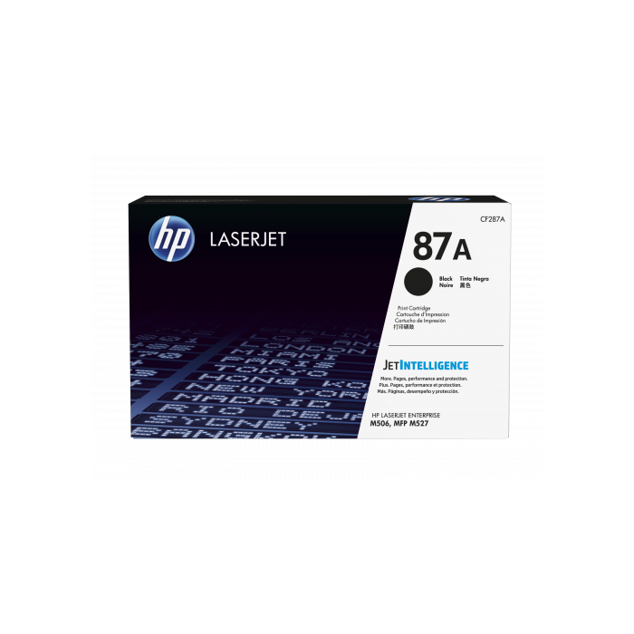 HP 87A Cartucho de Tóner Original Negro LaserJet con JetIntelligence: imprime más páginas a alta velocidad y protege contra el fraude