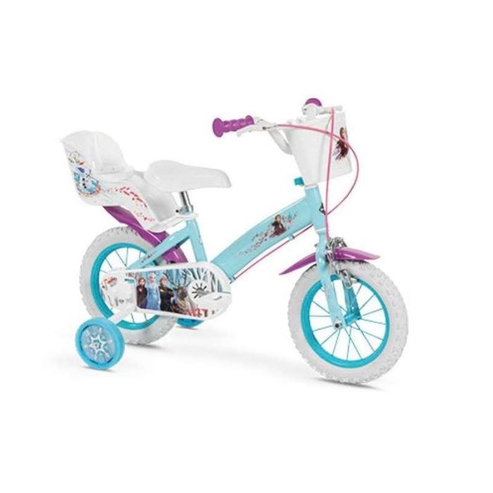 Huffy Bicicleta Infantil Frozen Disney 12 pulgadas, ideal para niñas de 3 a 5 años, con estructura de Hierro y Color Azul 1