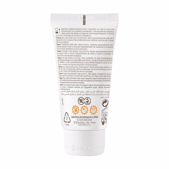 A-Derma PROTECT Crema Solar Facial SPF50+ Sin Perfume 40 ml 1