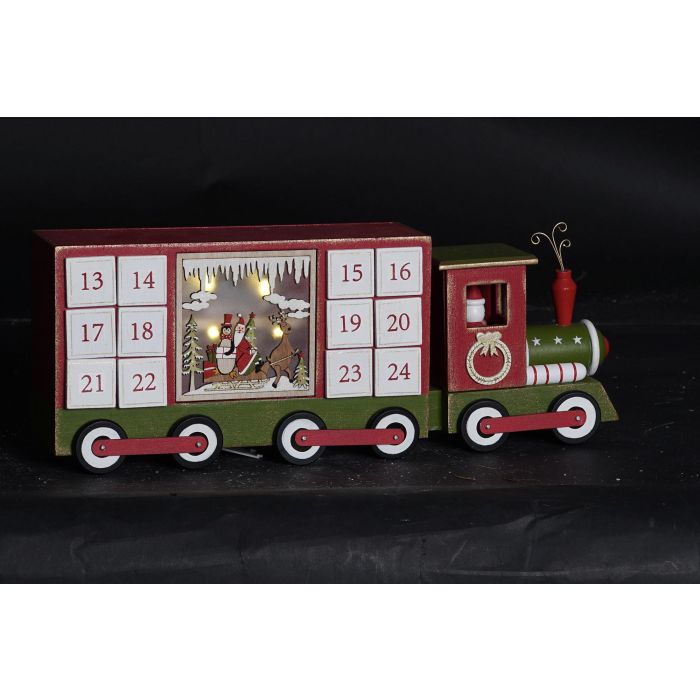 DKD Home Decor Calendario Adviento Navidad Tren Blanco Rojo 43 x 17 x 9.5 cm (2 Unidades) 1