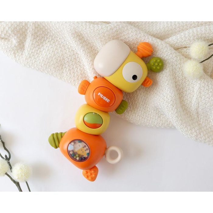 KioKids Jirafa Musical 6 en 1 para Bebés +6 Meses | Mordedor, Sonajero, Luz y Sonido | Estimulación Sensorial y Motricidad Fina
