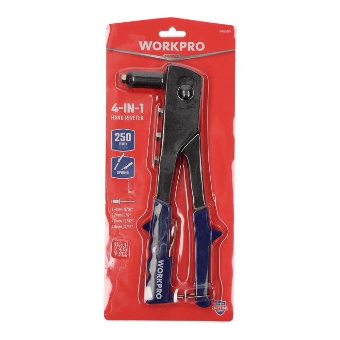 Workpro Remachadora de mano 250mm, acero, mordazas cromo molibdeno, expulsión automática, azul 4 Workpro Remachadora de mano 250mm, acero, mordazas cromo molibdeno, expulsión automática, azul 4