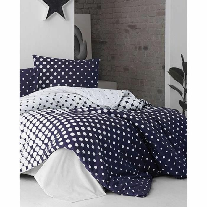 Juego de Cama 220x240 cm + 2 Fundas Almohada 60x60 cm, 100% Algodón Reforzado, Azul