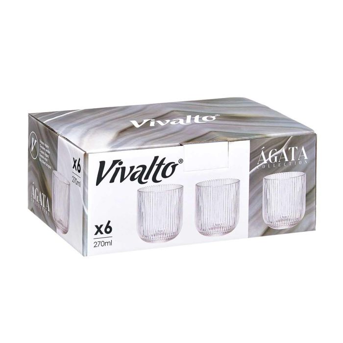Vaso Bajo Transparente Rayas 270Ml Vivalto 7X9CM (24 Unidades) 2 Vaso Bajo Transparente Rayas 270Ml Vivalto 7X9CM (24 Unidades) 2