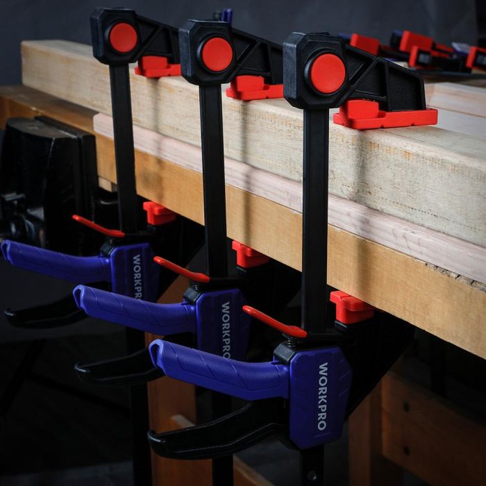 Workpro Sargento Monomanual 300 mm de Nylon con Liberación Rápida y Mordazas Revestidas para Bricolaje y Pasatiempos 6