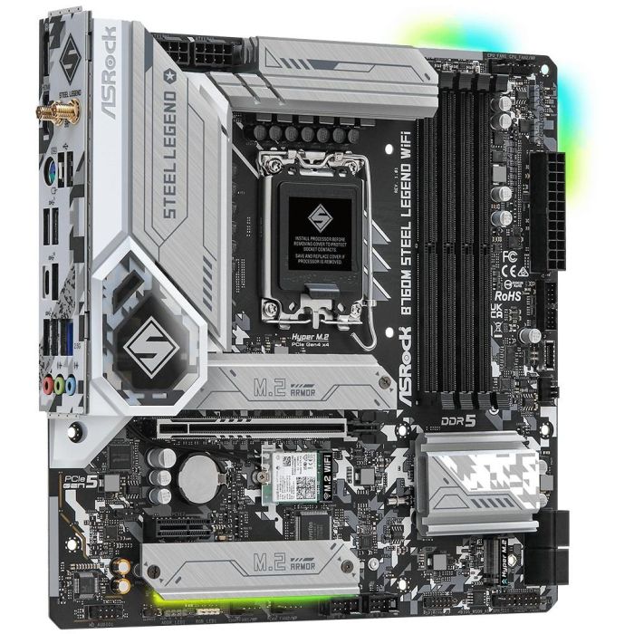 ASRock B760M Steel Legend WiFi Placa Base Micro ATX, Intel B760, Socket LGA 1700, DDR5, WiFi 6E, Bluetooth 5.3 3