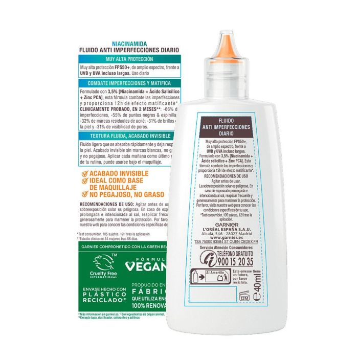 Garnier DELIAL SUPER UV Niacinamida Anti-imperfecciones SPF50+ Crema Facial Hidratante 40 ml 1