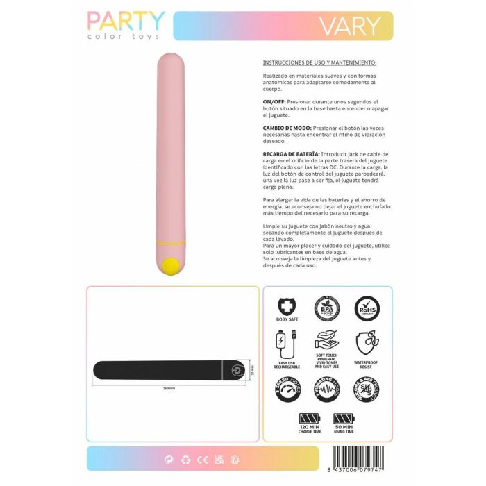 Vibrador Party Color Toys Rosa 7 Vibrador Party Color Toys Rosa 7