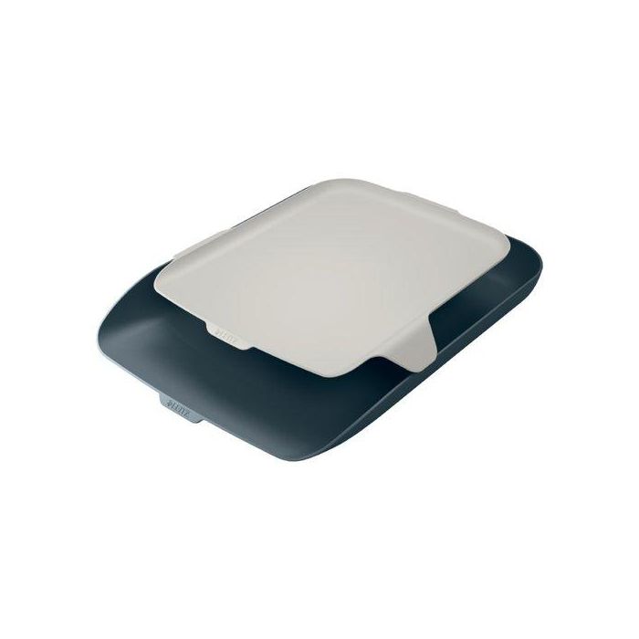Leitz Bandeja portadocumentos de sobremesa Plus, plástico, gris, robusta y apilable, 274x62x391 mm