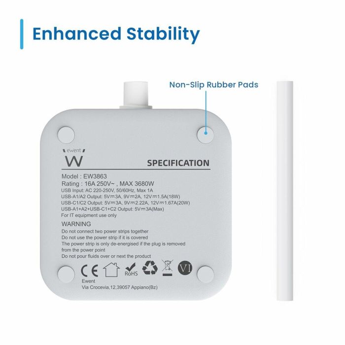 Regleta Ewent EW3863 3680 W (1,5 m) 3