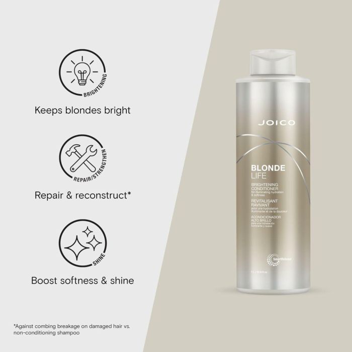 Joico Acondicionador brillo BLONDE LIFE brightening conditioner para cabello rubio, teñido o decolorado 1000 ml 1 Joico Acondicionador brillo BLONDE LIFE brightening conditioner para cabello rubio, teñido o decolorado 1000 ml 1