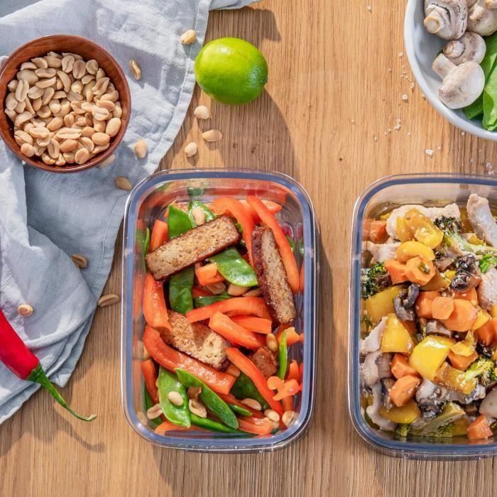 Bosch 3 Cajas de Almacenamiento al Vacío Herméticas Tritan con Bandeja de Goteo e Indicador de Día/Mes y Vacío - 0.7L, 1.0L, 1.5L 4