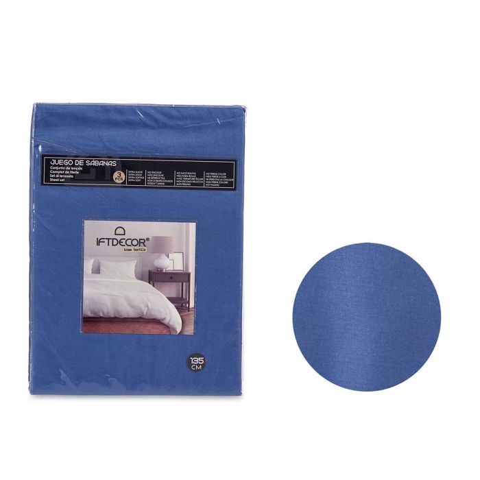 Giftdecor Set de 3 Sábanas 135 cm Azul - Incluye Encimera, Almohada y Bajera (12 Unidades) Giftdecor Set de 3 Sábanas 135 cm Azul - Incluye Encimera, Almohada y Bajera (12 Unidades)