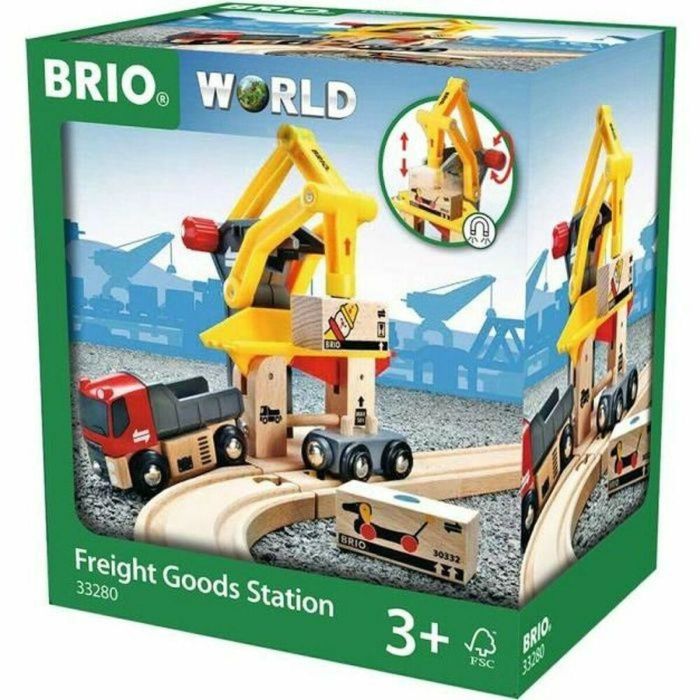 BRIO World 33280 Grúa de carga con camión y rampa, juego de construcción para niños y niñas a partir de 3 años