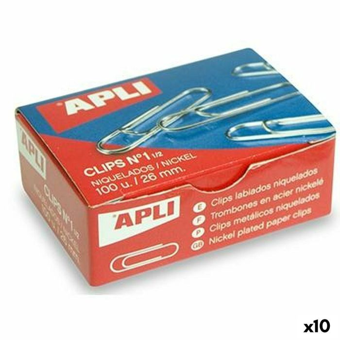 Clips Apli Nº 1½ Plateado Metal Níquel 26 mm (10 Unidades) 0 Clips Apli Nº 1½ Plateado Metal Níquel 26 mm (10 Unidades) 0
