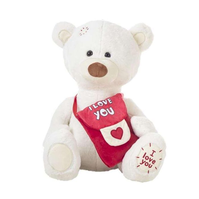 Peluche oso blanco mensajero 55cm. Peluche oso blanco mensajero 55cm.
