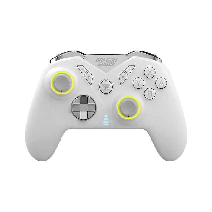DragonShock Controller Nebula Pro Gamepad Inalámbrico Bluetooth para Nintendo Switch, Retroiluminación LED, Turbo, Color Blanco