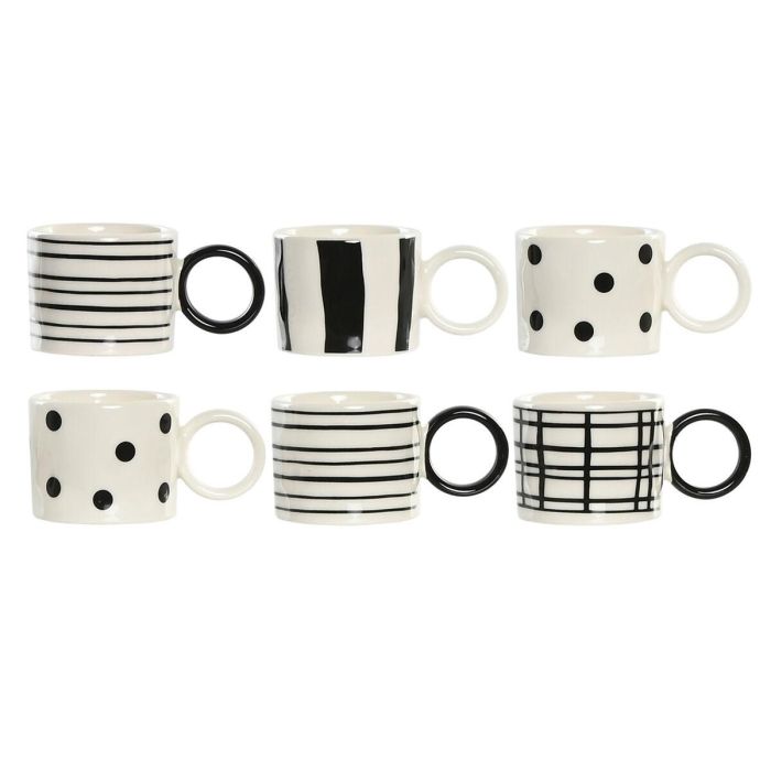 Cafe Glam DKD Home Decor Blanco Negro 12 x 7 x 25 cm Set de 6